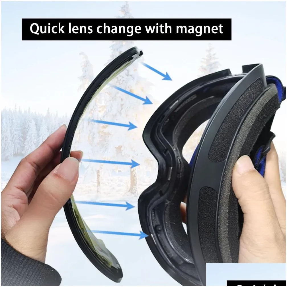 Goggles Magnetic Ski Goggles Mask Men AntiFog Double Lens UV400 Winter Snowmobile Ski Glasses Sports Snowboard Accessories Protection