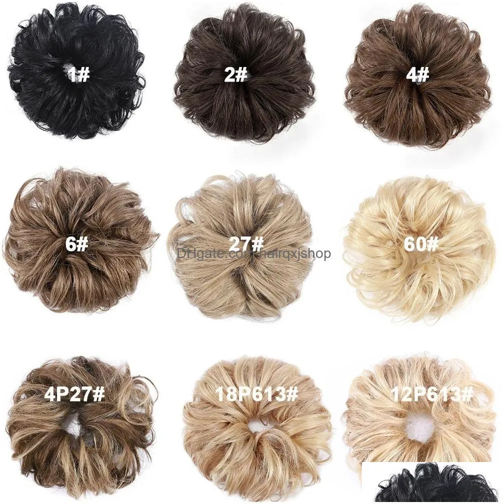 Hair Extension Kits Bangs Rich Choices 32G Human Scrunchie Updo Wrap Curly Messy Bun Piece Chignons For Women Ponytail Extensions Dro Dh6Ua