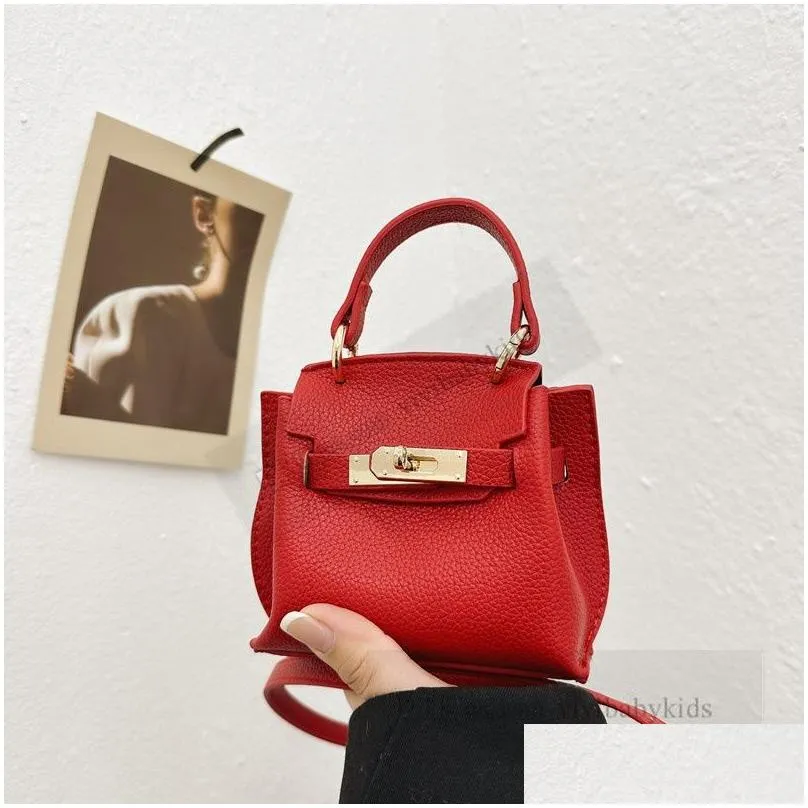 Children square handbags kids metals buckle single shoulder bags fashion girls candy color PU leather messenger bag Z7435