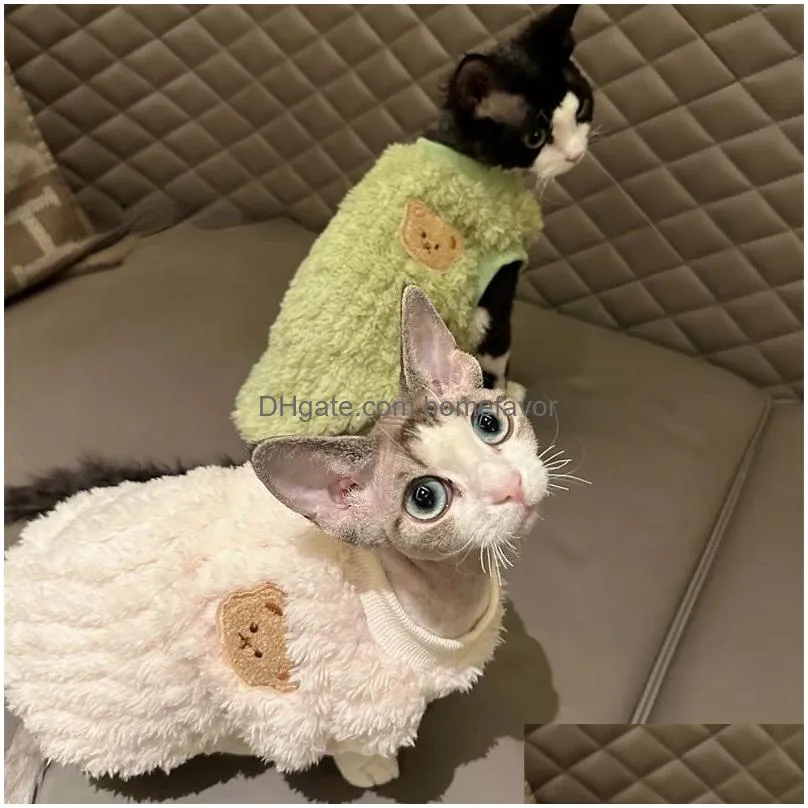 clothing autumn sphynx clothes for cat winter warm velvet thickening kitten vest clothes soft sweet vest kitten dog coat outwear