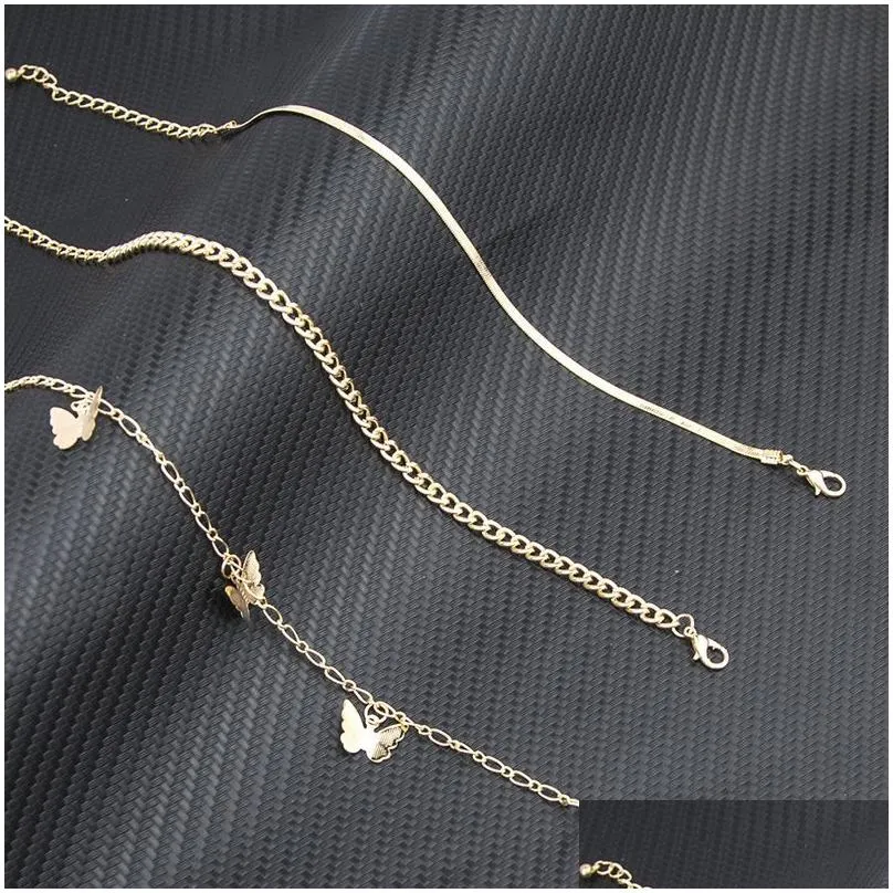 women bohemian butterfly chain anklets pendant creative vintage  fishtail shell pendants beach anklet lady