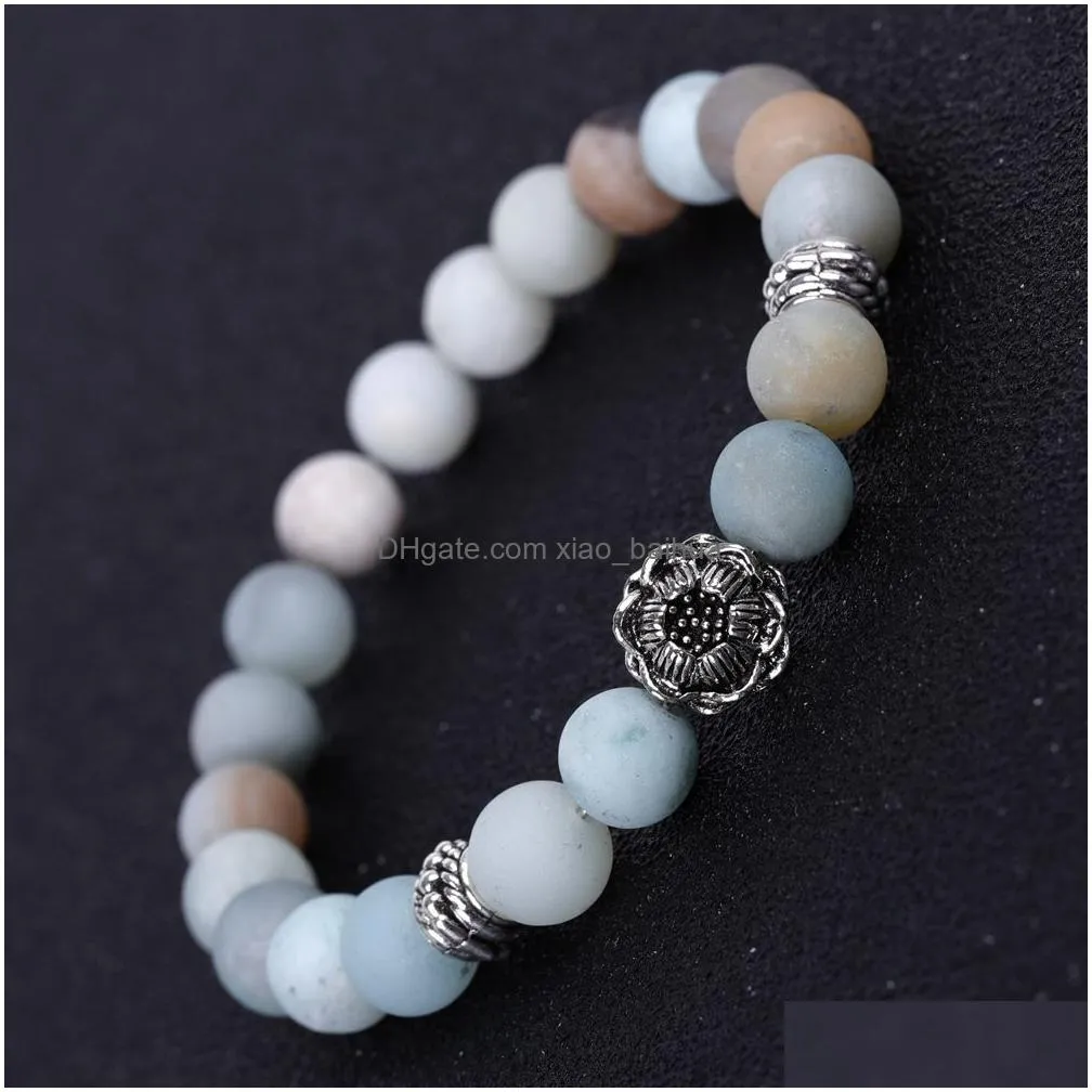 lotus drum beads high quality natural stone frosted stone bracelet fashion casual frosted texture