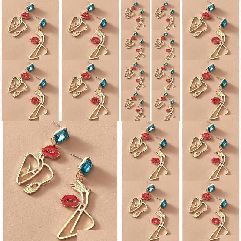 earrings 6 pair /lot jewelry fashion retro human body contour alloy texture abstract figure outline earring