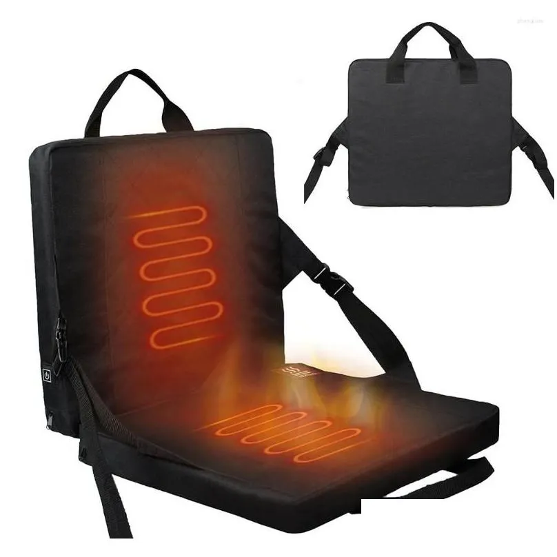 Camp Furniture Foldable Camping Chair Heated Cushion Portable With Pocket 3 Speed Temperature USB Charging For Outdoor Travel Fishing