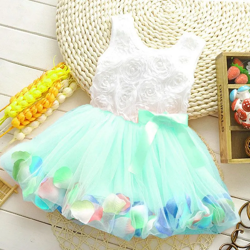 Summer Flower Baby Girls Dress Sleeveless Newborn Princess Dress Coon Bow 1 Year Birthday Dress Infant Clothing