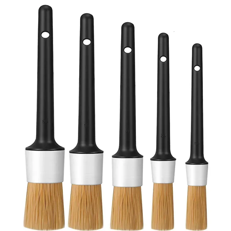 Car Sponge 5pcs Boar Hair Bristles Brush Cleaning Detailing Set Dashboard Air Outlet Clean Tools Auto Wash Accessories