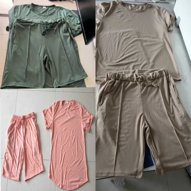 Summer Men Sets Male Tracksuit Set Casual Solid Short Sleeve T Shirt & Shorts 2 Pieces