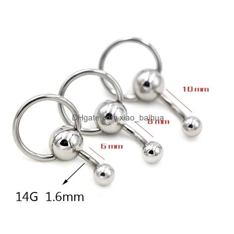 stainless steel sexy navel rings silver ball circular sexy belly button ring simple body piercing jewelry 6mm/8mm/10mm