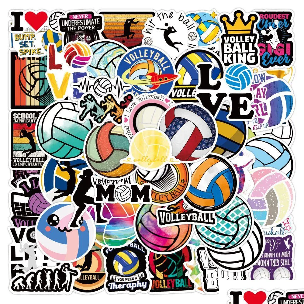 New Waterproof 10/30/50PCS Sports Volleyball Cartoon Stickers DIY Skateboard Laptop Phone Guitar Graffiti Decal Sticker Kid Toy