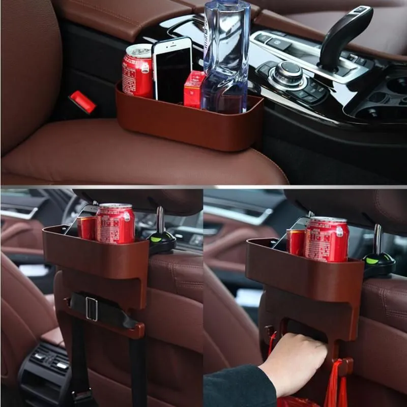 Car Organizer Water Cup Drink Holder Multi-function Rack Storage Box Bag Installation Garbage HookCar