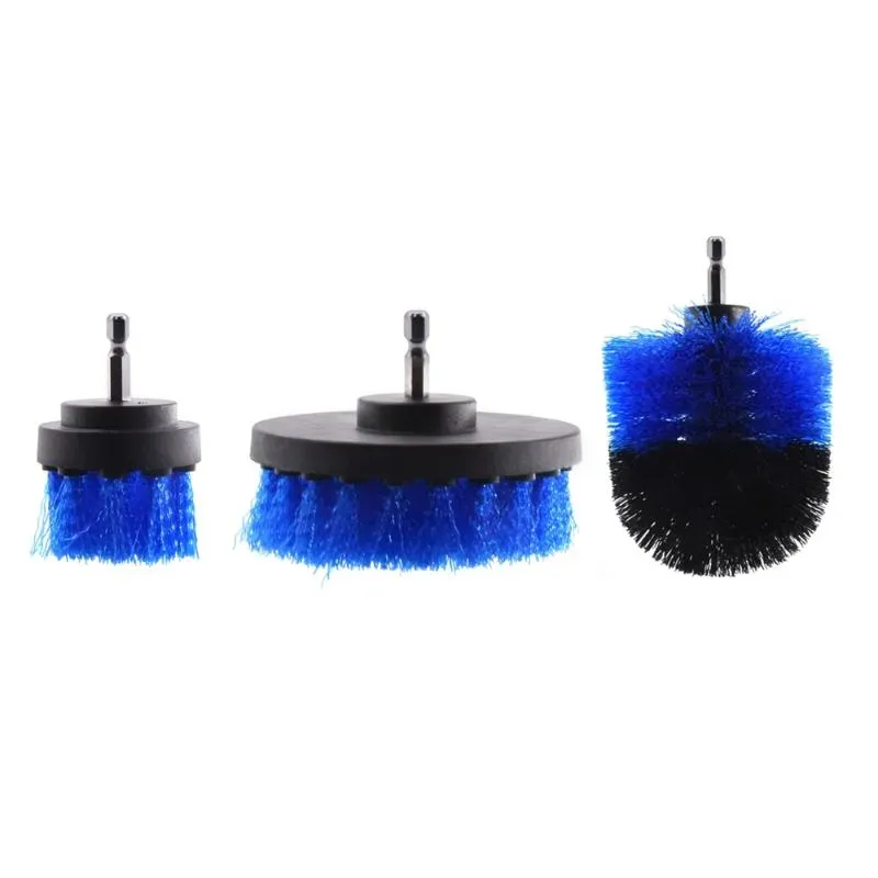 Car Sponge 3Pcs/Set Power Scrubber Brush Kit Plastic Round Cleaning For Tires Carpet Glass Nylon Brushes Tool