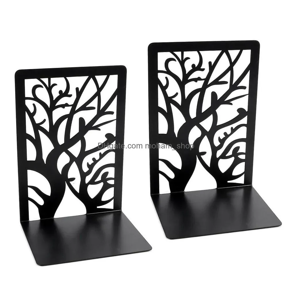 decorative objects figurines metal geometry nonslip bookend bracket book support tree stand office stop accessories ends stopper gifts