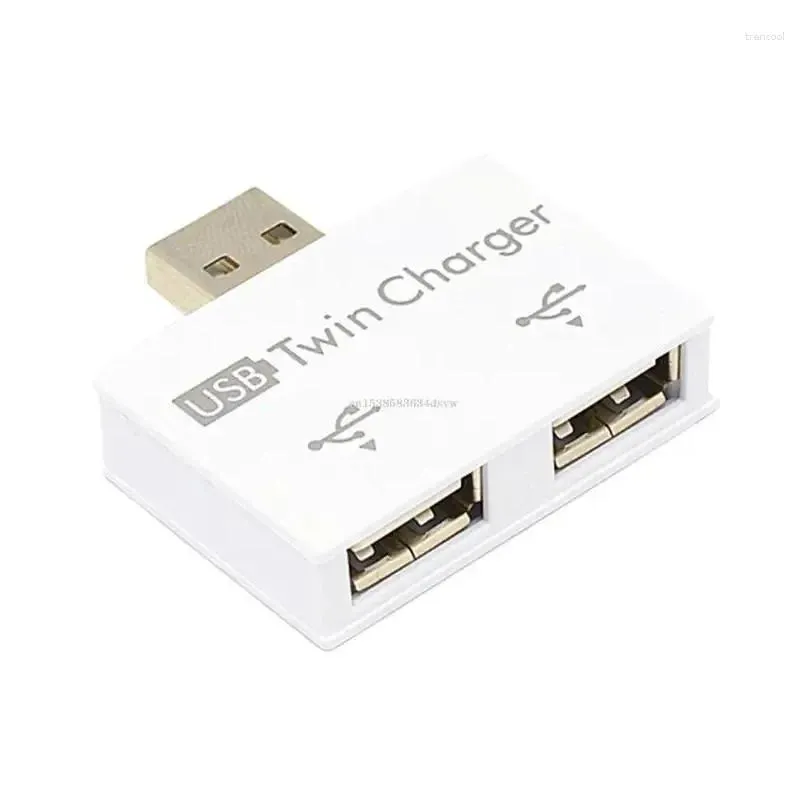 2.0 Twin Dual 2 Port USB Splitter Hub Adapter Charging Wire Plug