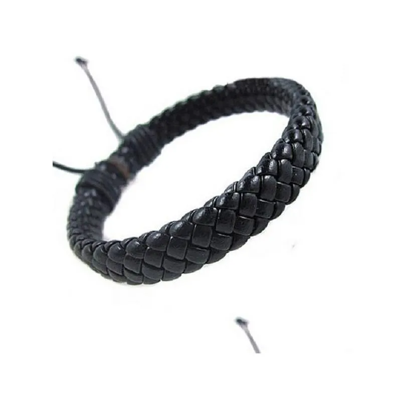handmade woven cowhide charm bracelets for men women multi colors leather hip hop bracelet couple jewelry accessories bulk price