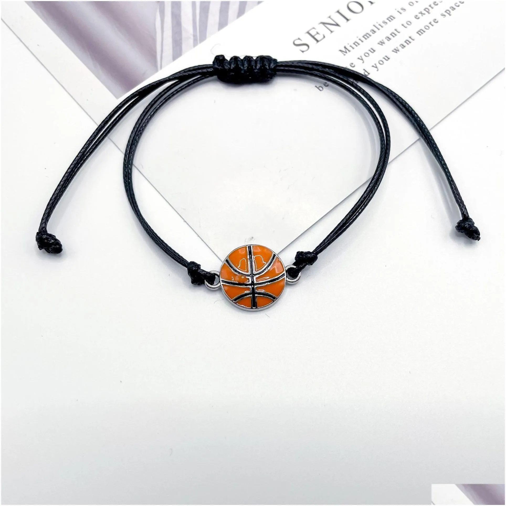 bulk price way thread hand-woven ball charm bracelet baseball football basketball team fan hand rope bracelets jewelry gift