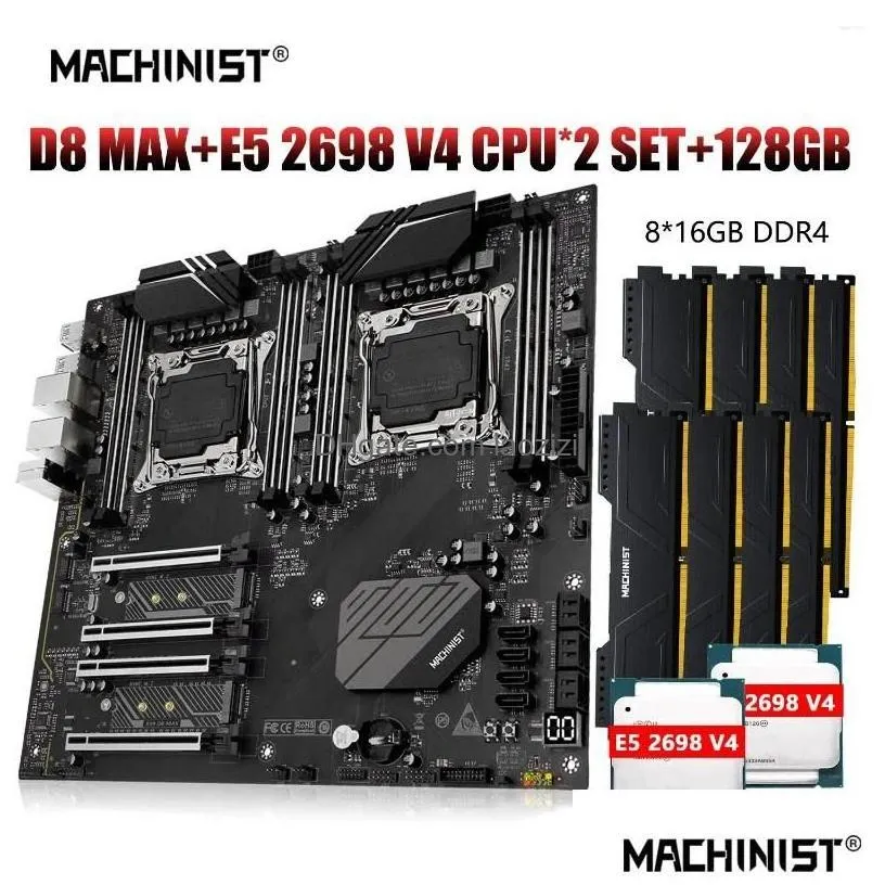 motherboards hinist x99 xeon kit motherboard set lga 2011-3 e5 2698 v4 dual cpu processor ecc ddr4 8 16gb memory e-atx m.2 nvme ssd d8