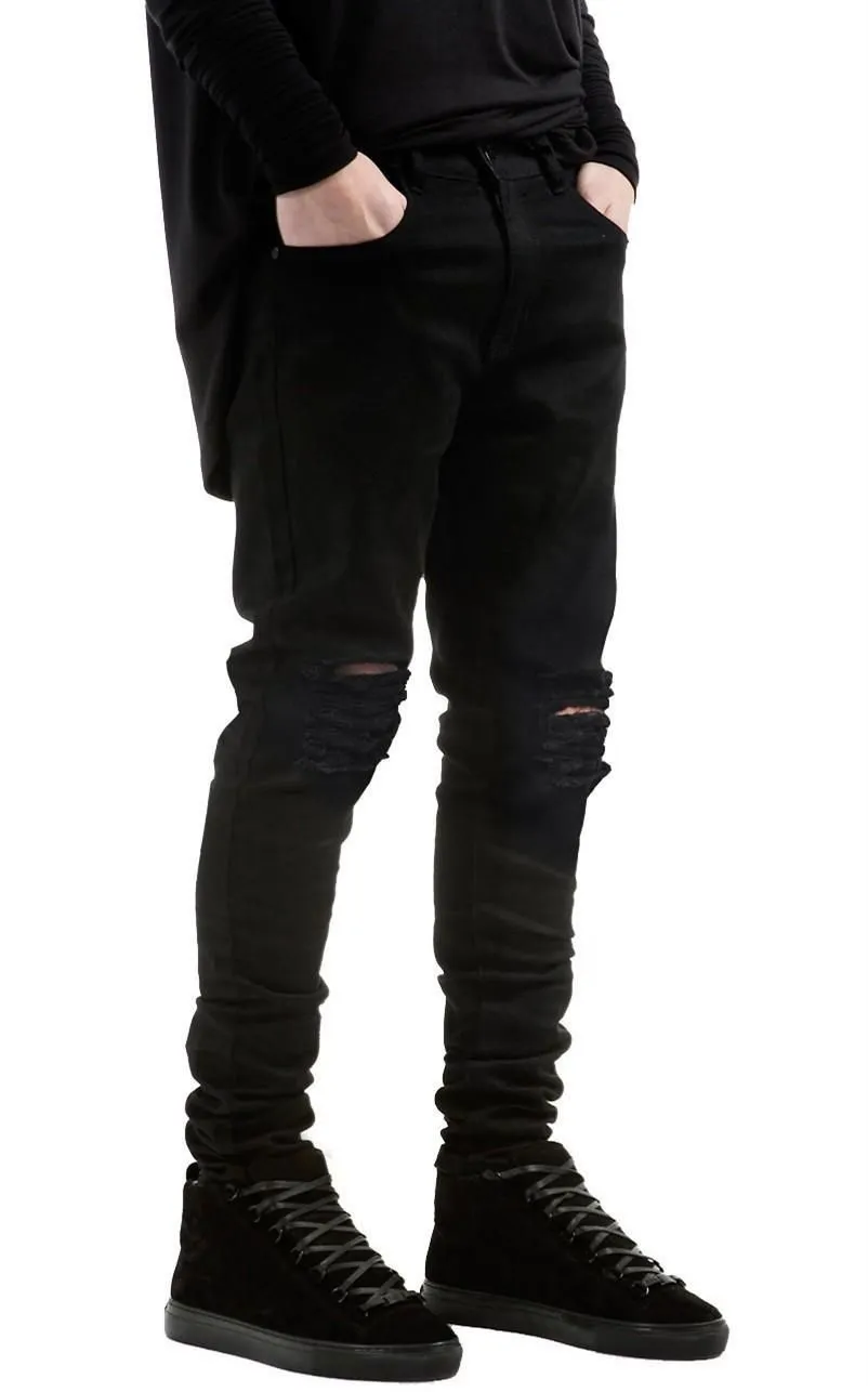 Men`s Jeans Designer Brand Men Black Skinny Ripped Stretch Slim Fashion Hip Hop Swag Man Casual Denim Biker Pants Overalls Jogger