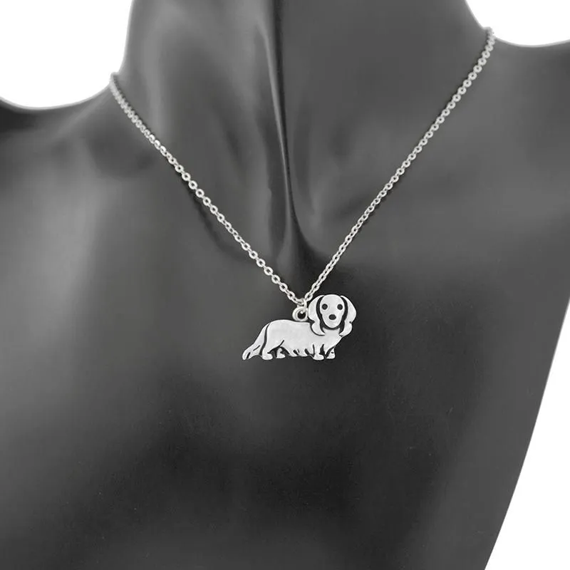 Pendant Necklaces Long Hair Dachshund & Doxie Dog Puppy Initial Necklace For Women Stainless Steel Chains Lover JewelryPendant