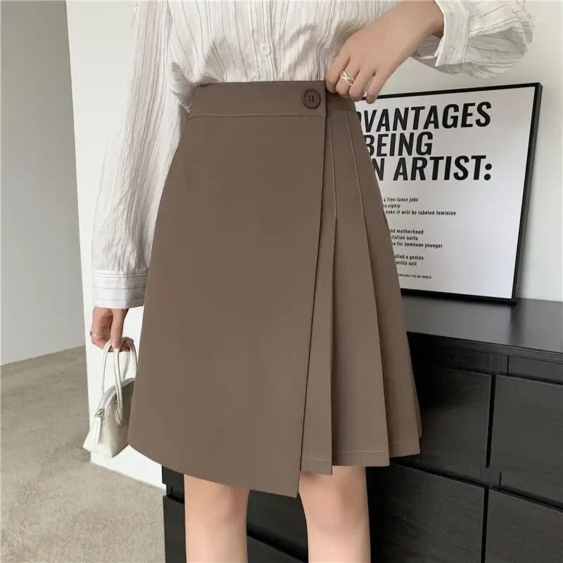 Skirts Basic Women Casual Fashion Clothes Streetwear All Match Harajuku Y2k Zipper Office Lady High Waist A Line Female Skirt