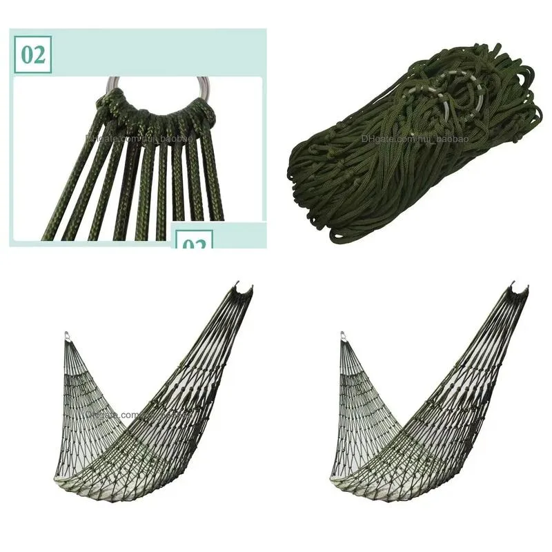 green portable outdoor sport hammock outdoor camping hammock mesh net for garden beach yard travel garden swing hanging bed