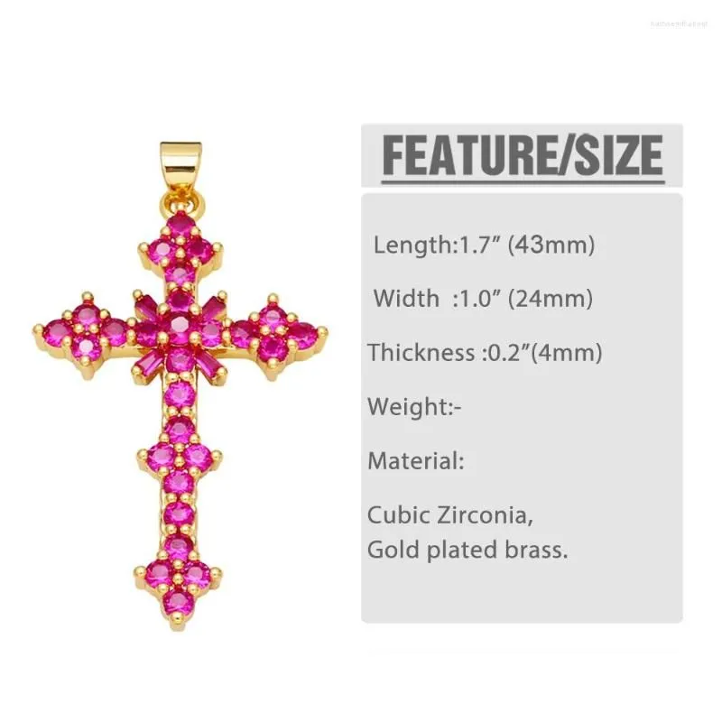 Pendant Necklaces OCESRIO Big Multicolor Crystal Cross For Necklace Copper Gold Plated Crucifix Jewelry Making Supplies Wholesale