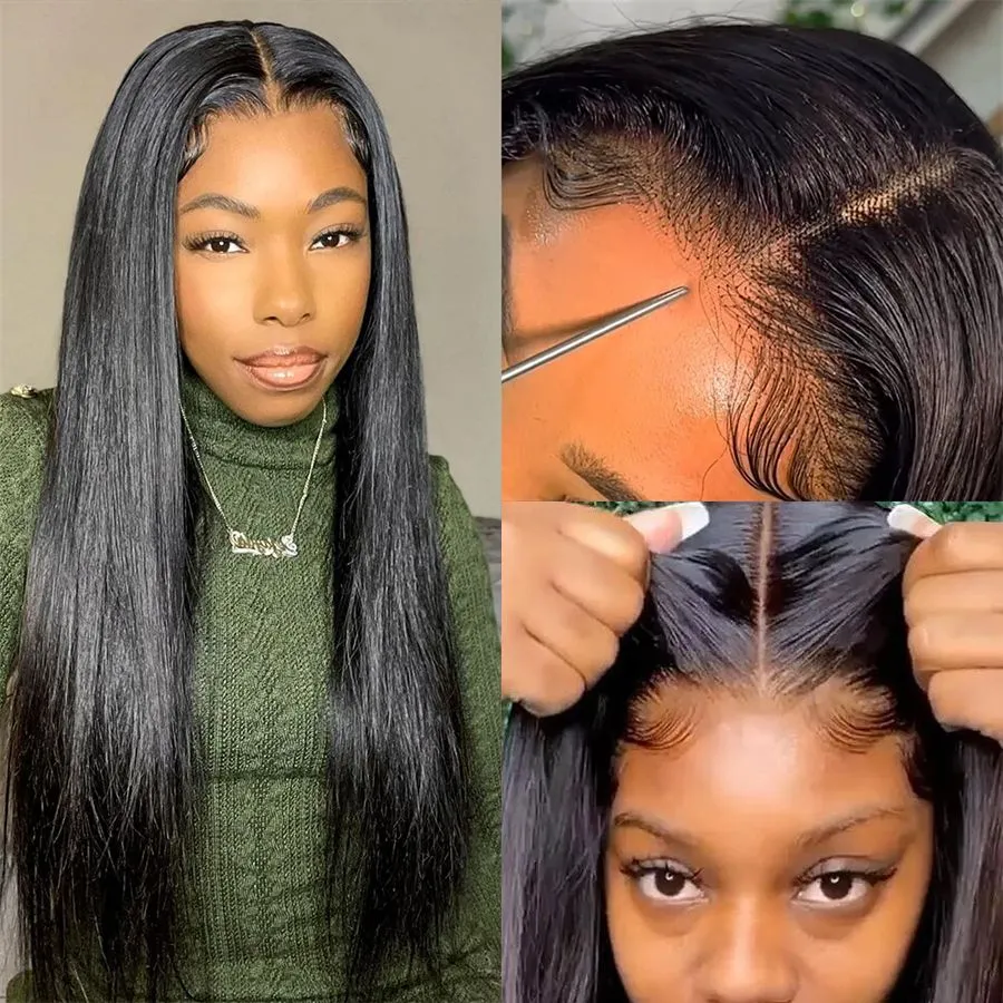 Wigs Glueless Preplucked Human Wigs Ready To Wear and Go HD Transparent 13x4 Straight Lace Frontal Wig 4X4 Closure Wig Pre Cut Remy