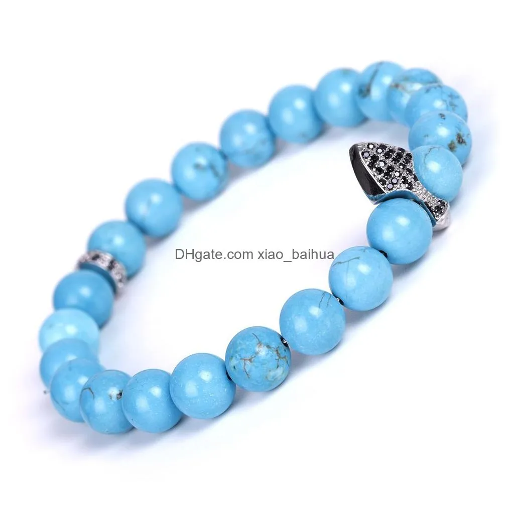 white turquoise micro-inlaid bracelet fashion turquoise three-color anchor bracelet fashion jewelry