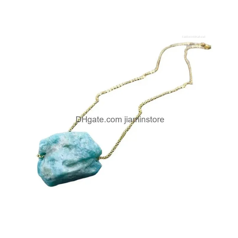 Pendant Necklaces Irregular Natural Crystal Mineral Raw Stone Necklace Women Healing Reiki Chakra Energy Pink Amethyst Choker Gift