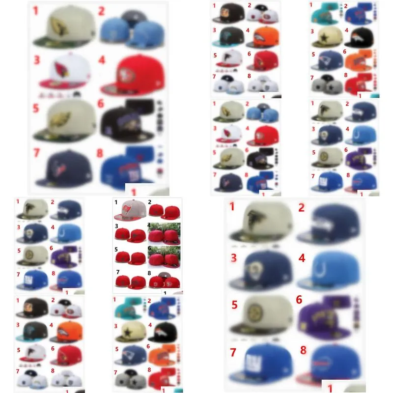 Newest Men`s Foot Ball Fitted Hats Fashion Hip Hop Sport On Field Football Full Closed Design Caps Cheap Men`s Women`s Cap Mix