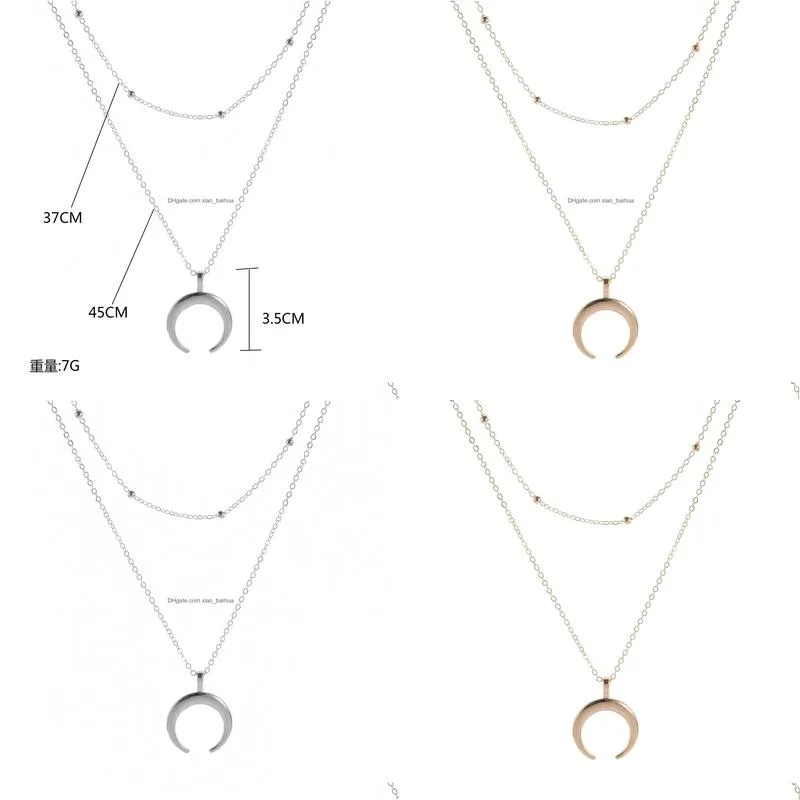 fashion jewelry bohemian double angle necklace gold plated layered womens clavicle necklace