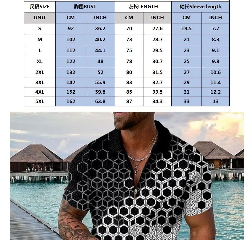 Men`s Tracksuits Men 2Pcs Set Shirt Shorts Fashion Casual Suit Summer Est Zipper Lapel T-shirt Tops Man Short-Sleeve Outfits M-7XLMen`s