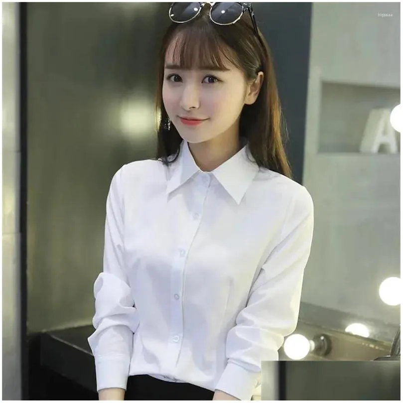 Women`s Blouses Oversized Solid White Black Professional Shirt Women Long Sleeve Slim Formal Work Spring Autumn Basic Office OL Blouse