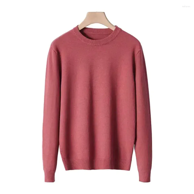 Men`s Sweaters Ribbed Cuff Sweater Round Neck Long Sleeve O-neck Knitwear Thermal With Hem For Warmth