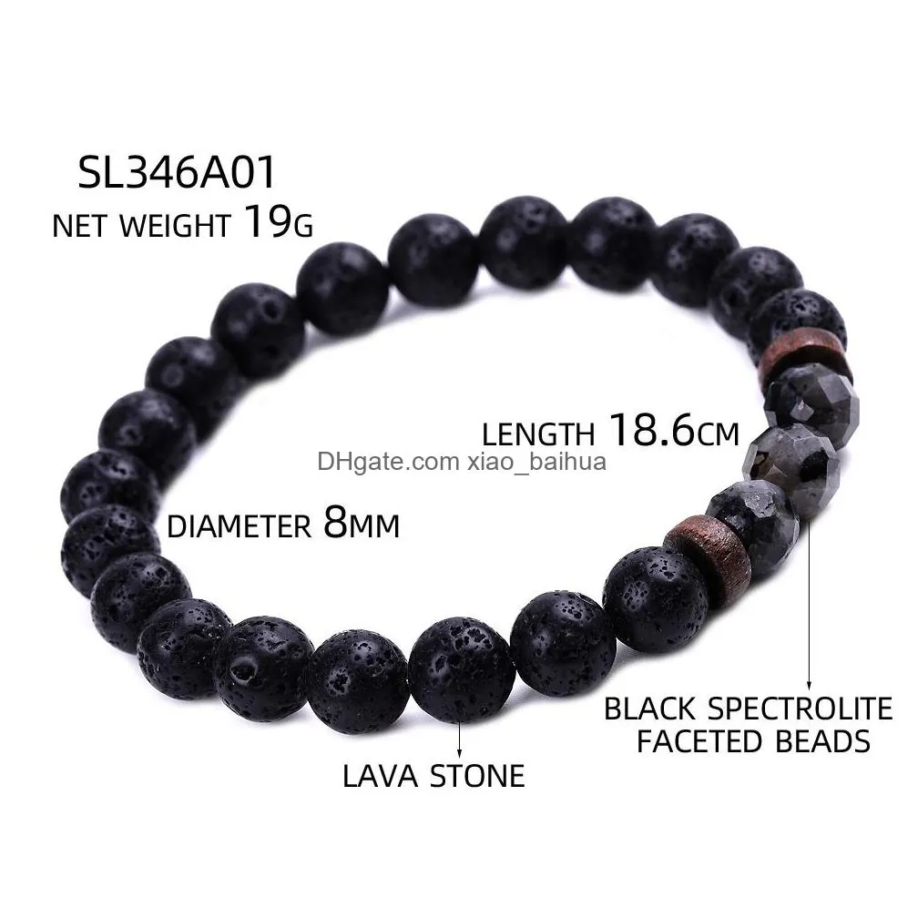 slice tiger eye striped agate black glitter stone bracelet black volcanic stone bracelet