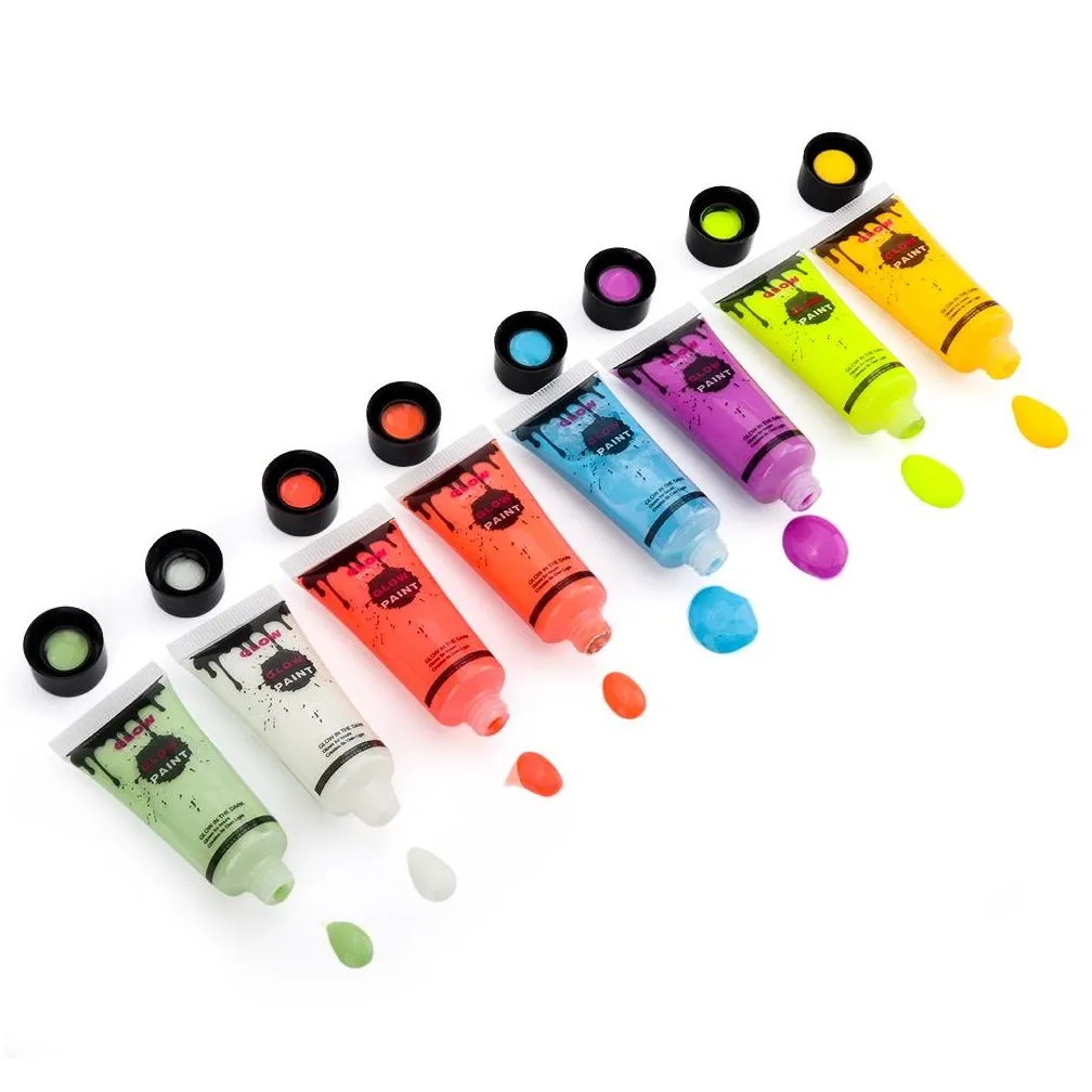 Body Paint 8pcs set 10ml face body escent paint Pigments UV Color Makeup Halloween make up Cosplay Glow In The Dark bulk 230801