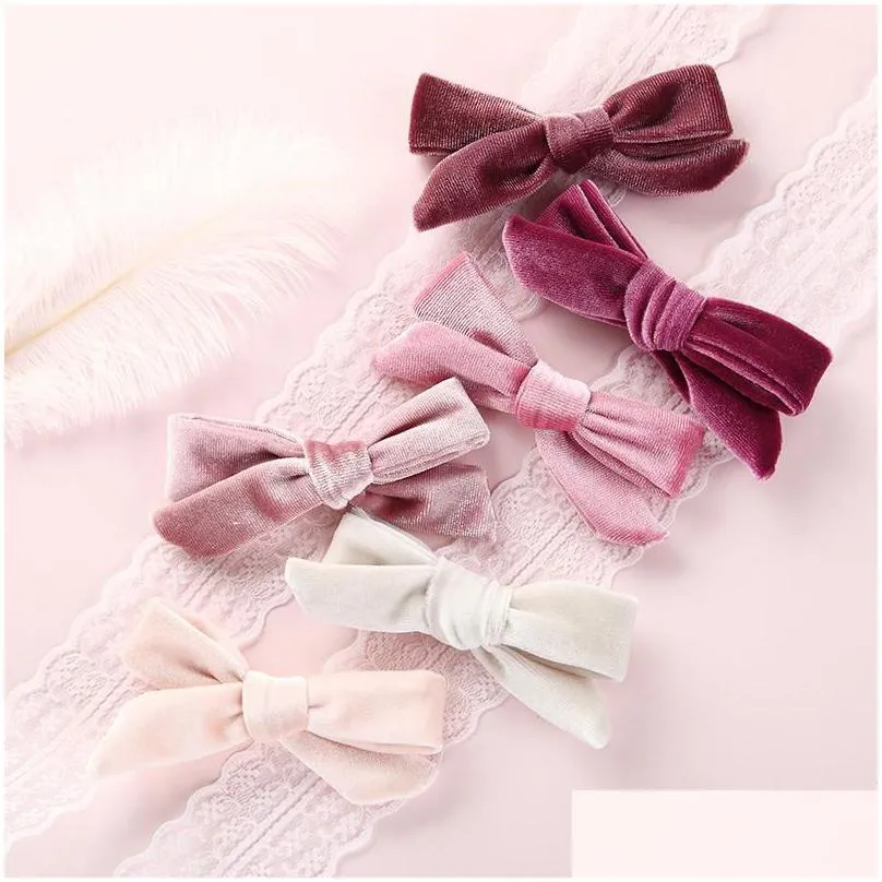 Hair Accessories Fashion Veet Kids Girls Clips Single Bows Baby Hairpins Sweet Lovely Bow Barrettes New Drop Delivery Baby, Maternity Dhgc6