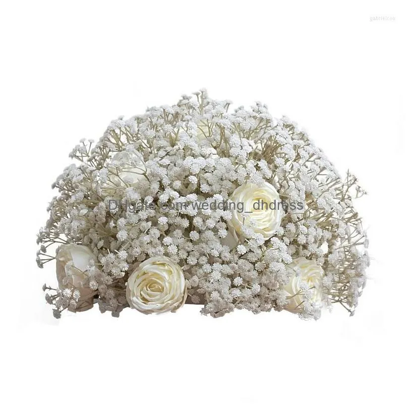 decorative flowers 80/70/60/50/40cm white baby breath rose artificial flower ball wedding table centerpiece deco gypsophila floral