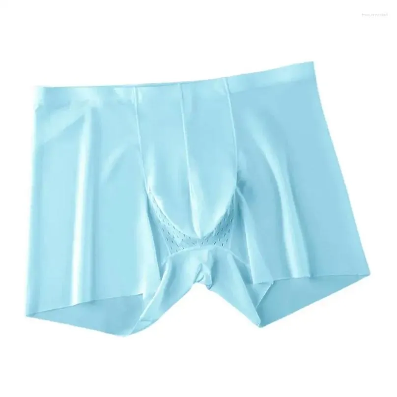 Underpants Breathable Men Underwear Men`s Seamless Quick Drying Transparent Mid-rise Shorts Elastic Waist Solid Color For Summer