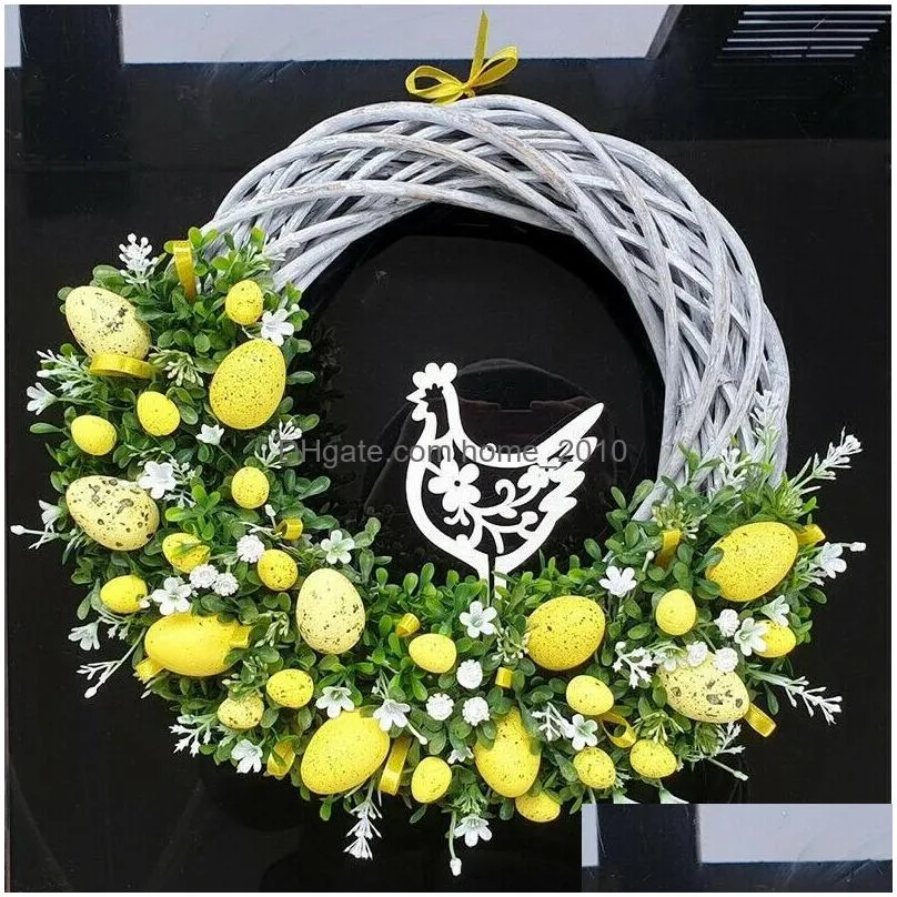 decorative flowers wreaths easter wreath door hanging decor spring egg chicken butterfly garland home gadern party flower ringdecorative