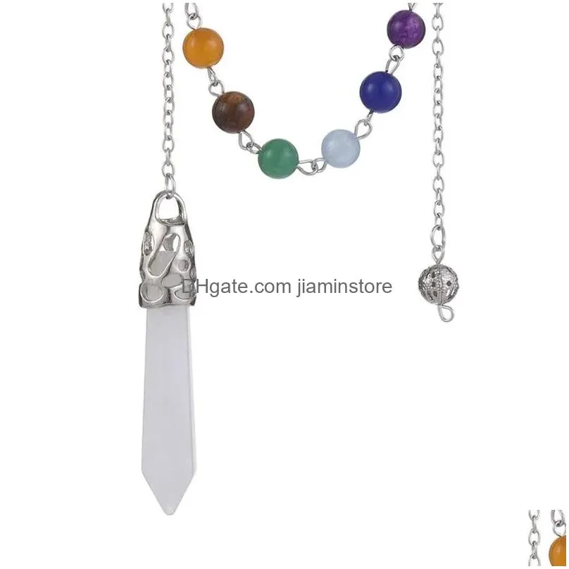 Pendant Necklaces Gift Gemstone Rock Fashion Jewelry Rose Quartz Healing Crystal Natural Stone Amulet Reiki Pendulum PendantPendant