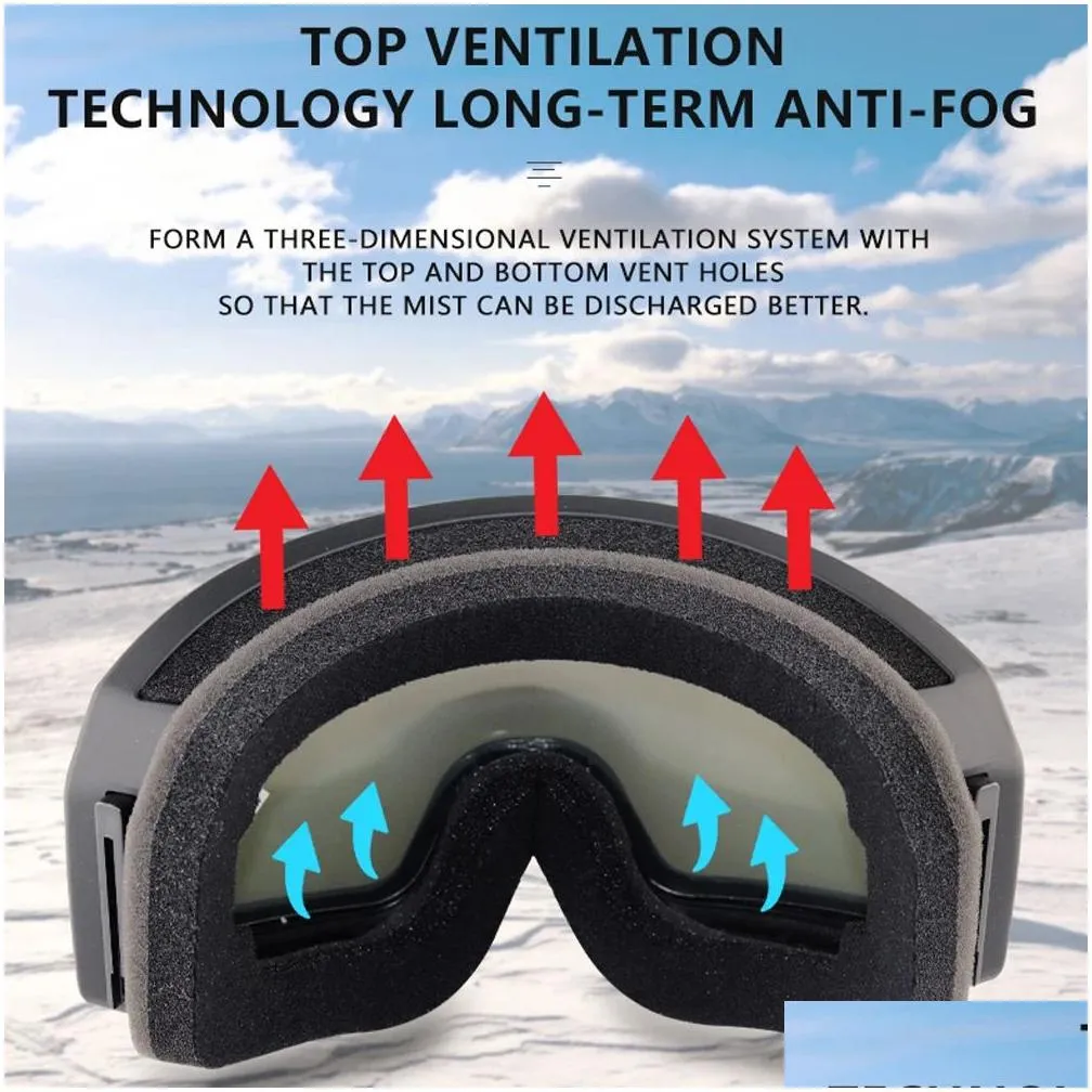 Goggles Magnetic Ski Goggles Mask Men AntiFog Double Lens UV400 Winter Snowmobile Ski Glasses Sports Snowboard Accessories Protection