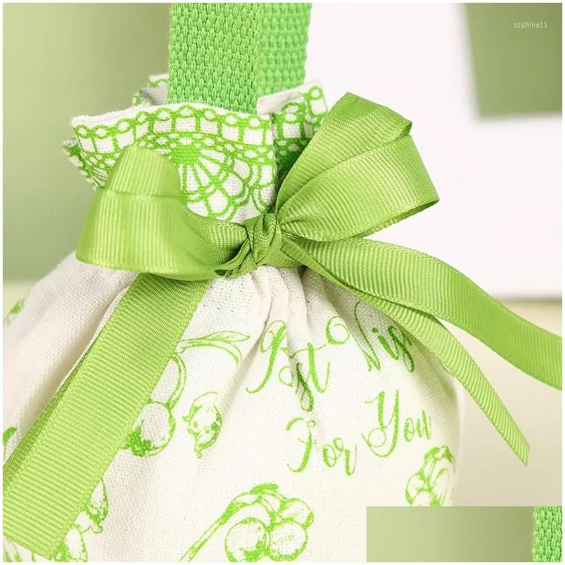 Gift Wrap 1Pc Red/Green Birthday Party Cloth Bag With Handle Canvas Bags Wedding Candy Kids Packaging Supplies Drop Delivery Dh4Pl