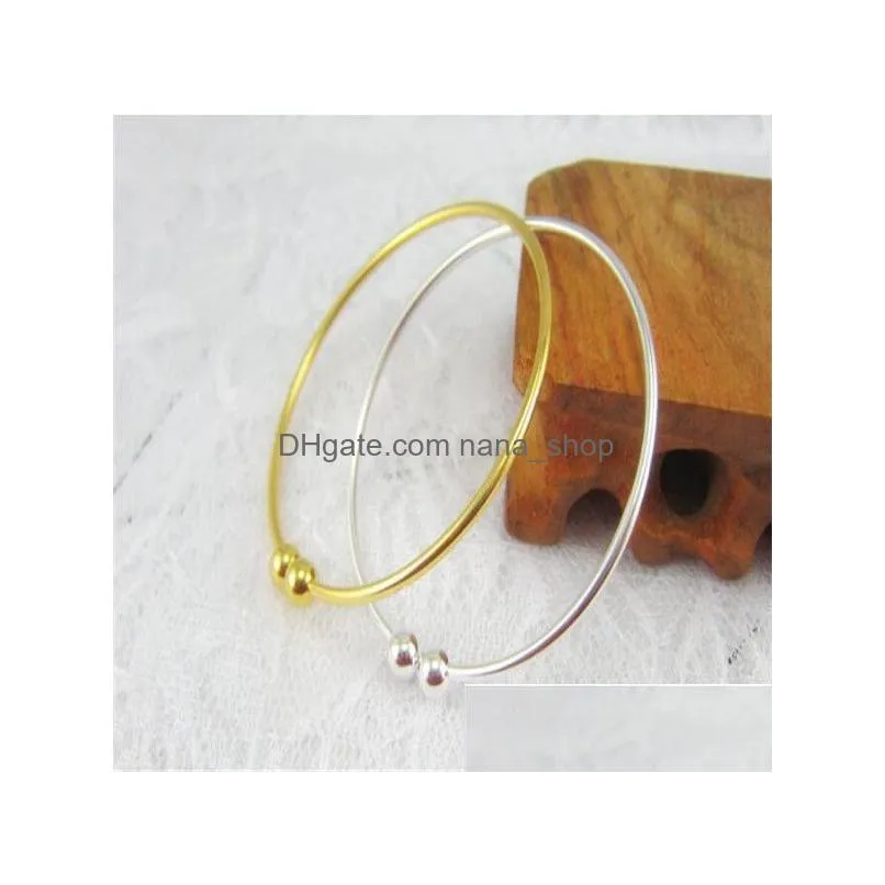 Bangle Unscrew 2Mm Fine Sterling Sier Adjustable Opening Gold Color Balls Can Be Turned On And Diy 19162315986 Drop Delivery Jewelry Dh5I1