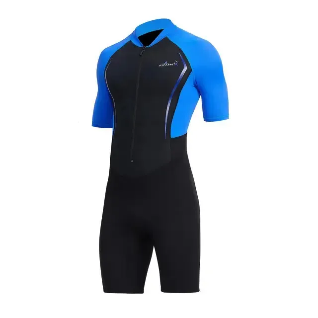 Mens Shorty Wetsuit Piece Front Zip 1.5mm Sunproof Diving Suit for Swimming 240315