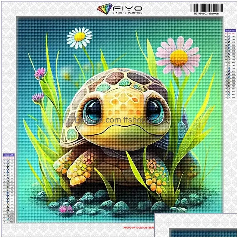 frame diamond painting cute flower turtle 5d full drill diamond embroidery cartoon animals rhinestone pictures home decor wall art