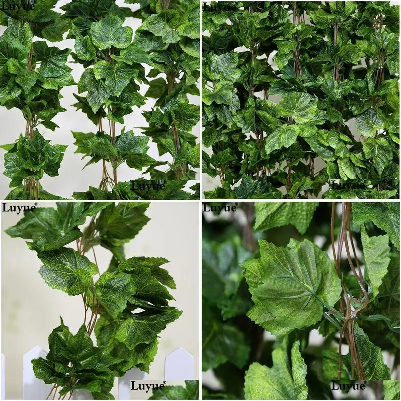 Decorative Flowers & Wreaths Real Artificial Flower Silk Grape Leaf Garland Faux Vine Ivy Indoor /Outdoor Home Decor Wedding Green Chr Dhvpl