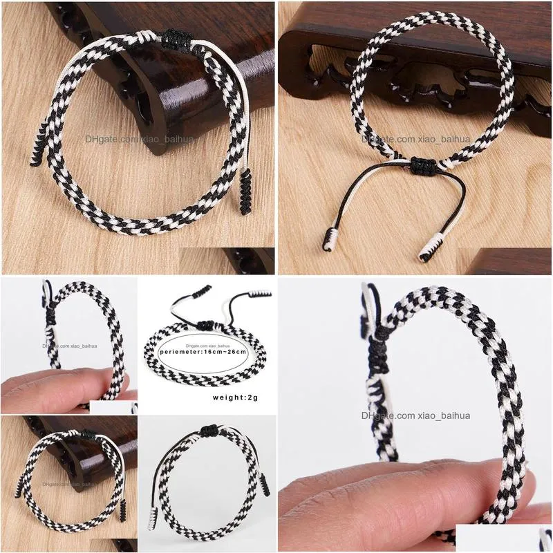 black and white thread creative woven bracelet handmade bracelet corn knot tibetan bracelet gift