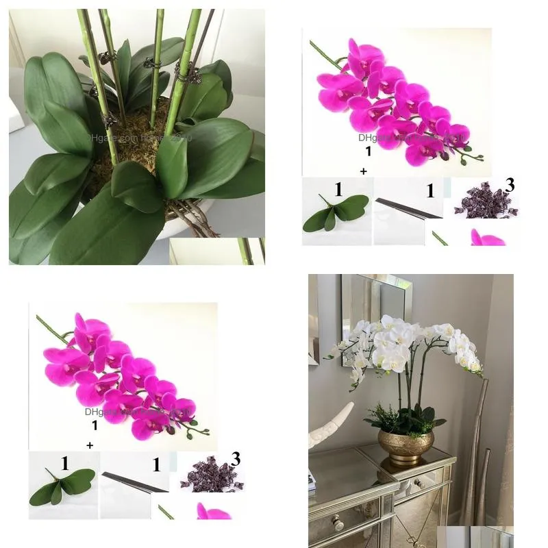decorative flowers wreaths set high grade orchids arrangement latex silicon real touch big size luxury table flower home el decor no