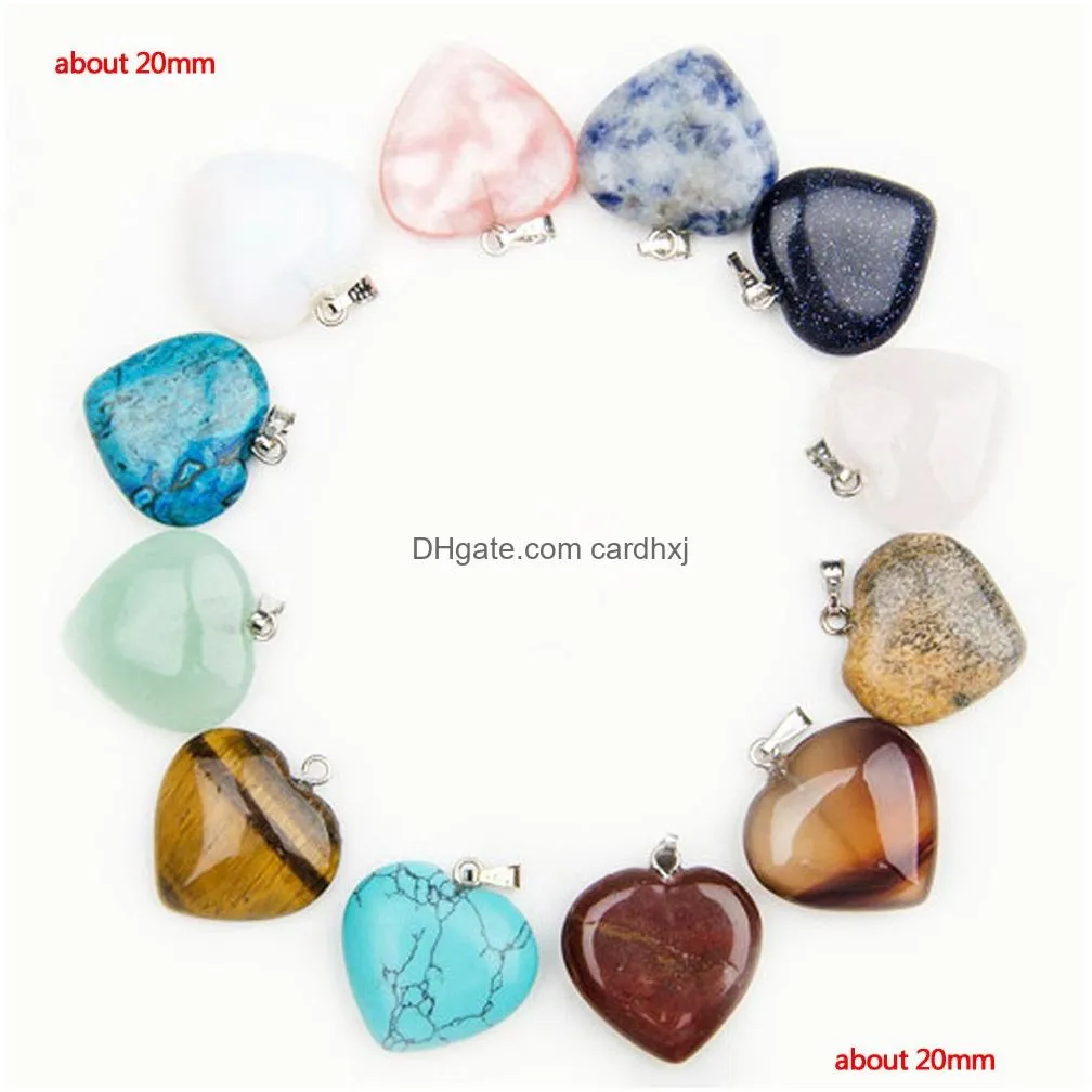 Charms Fashion Healing Crystals Point Turquoise Amethyst Rose Quartz Chakra Heart Moon Natural Stone Pendants For Drop Delivery Jewelr Dhdzs