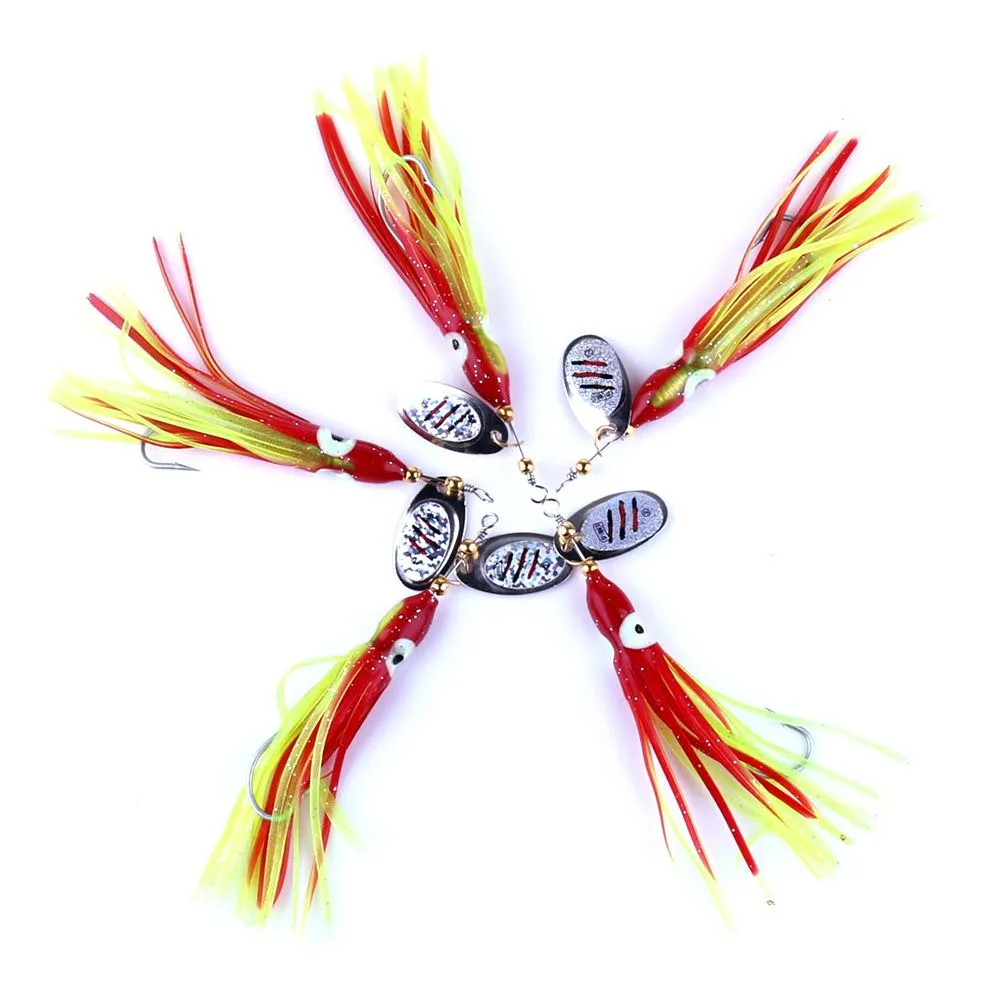 15pcs soft Octopus replacement Skirts 7.5g fully luminous squid rigs trolling lure FISHING SPINNER BAITS (SP026)